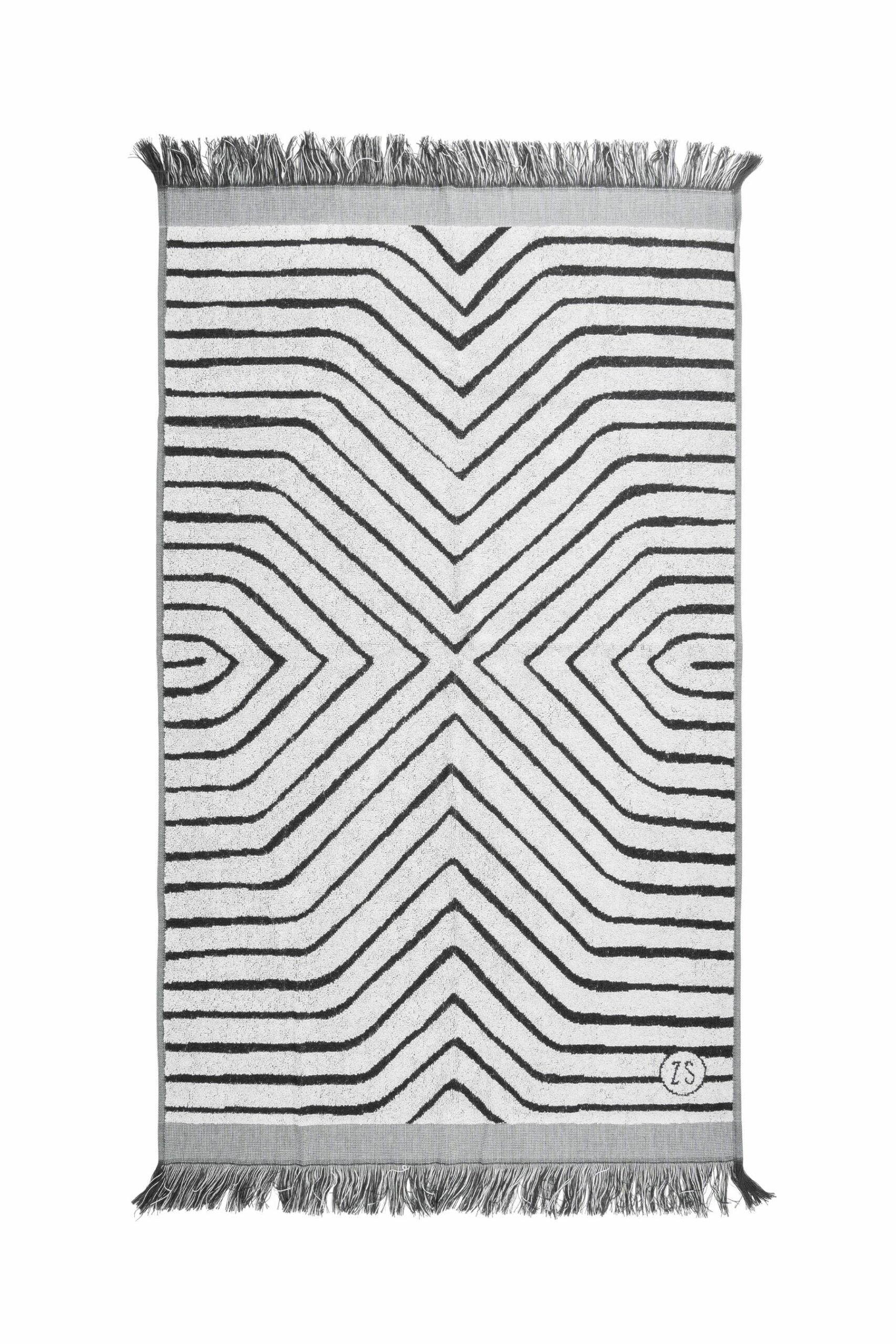 bibliotheek Eervol plaats ZUSSS badhanddoek grafisch patroon 60x115cm grijs - Tierlantijn Wonen